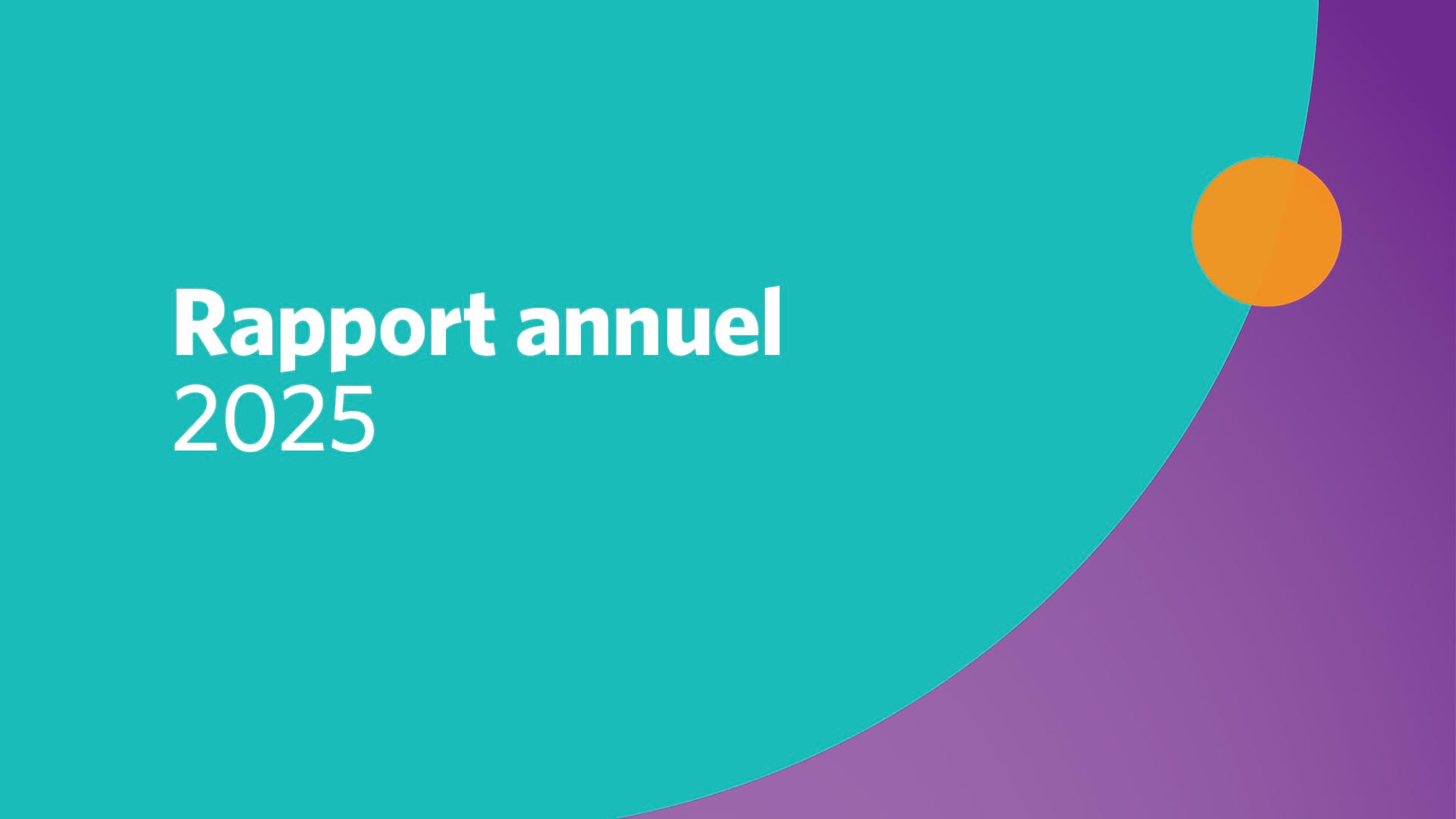 Page couverture stylisée du « Rapport annuel 2025 » présentant un design moderne avec un arrière-plan en dégradé de sarcelle et de violet. Un portefeuille minimaliste est discrètement intégré à la mise en page, évoquant des thèmes liés aux finances, à la budgétisation ou aux dépenses corporatives.